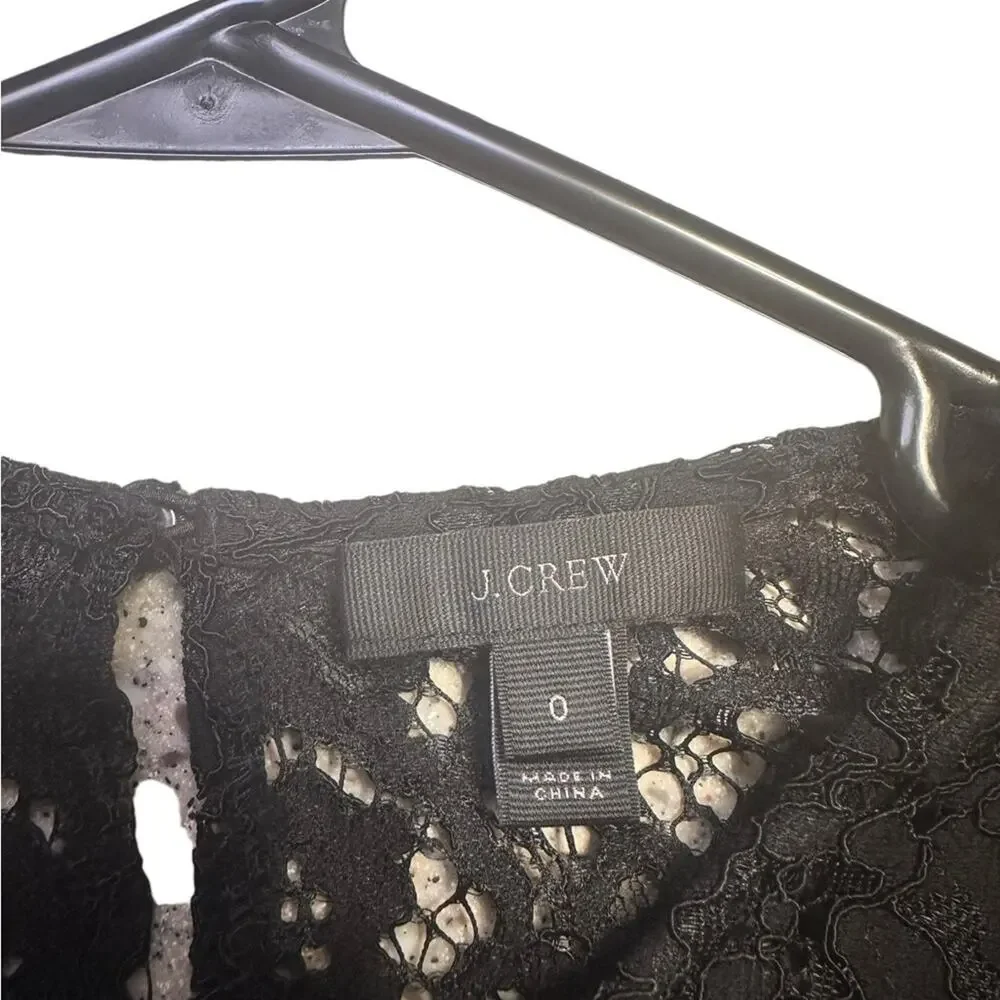 J. Crew Long Sleeve Black Lace Blouse Beige Camisole Size 0